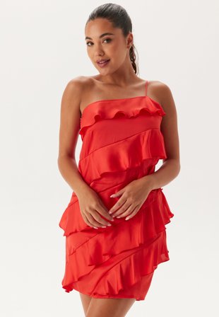 Bubbleroom Occasion - One shoulder Short Frill Dress - S