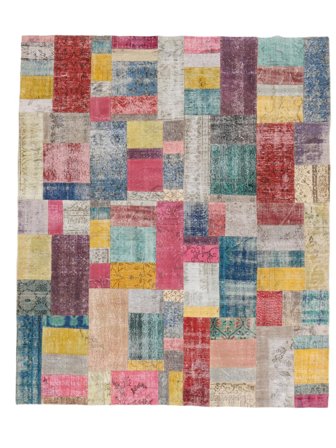 Hand Knotted Patchwork Rug 253X303 Dark Grey/Brown