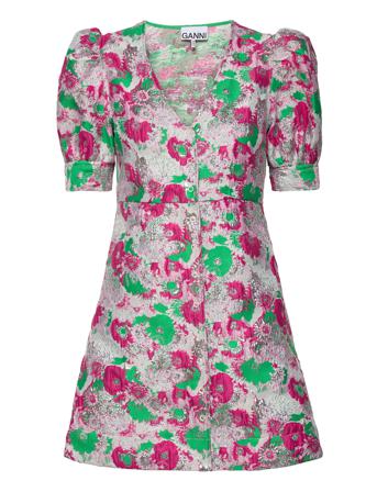 3D Jacquard Button Down Mini Dress Kort Klänning Multi/mönstrad Ganni