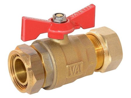 Vatette 8547100 Avstengingsventil 22 mm x G20, rett Rød, Installasjon