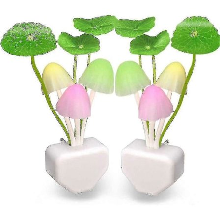 Packaging Connect LED Sieni Yövalo Lamppu Hämärästä Aamunkoittoon Sensorilla, Väriä Vaihtava Yöpöydän LED Seinävalo