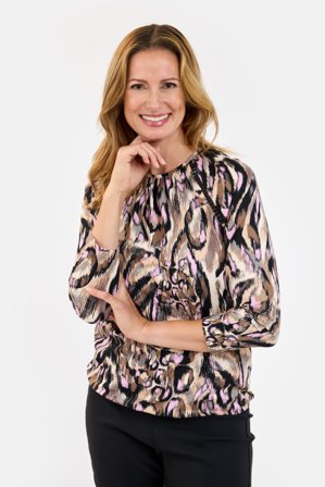 SIGNATURE - 3/4 Ærmet T-shirt - Rosa Mix - Mønstret