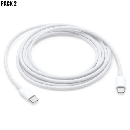 Lot-2 Kabelavgift 1 Meter USB-C till USB-C för Redmi Note 14 - Note 13 - Note 12 Pro+ - Note 12 Pro - 12 - Vit
