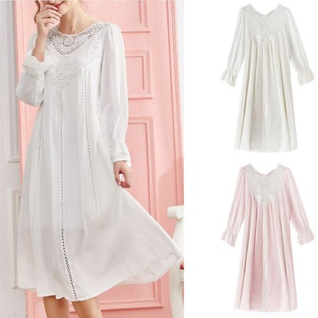 Dam Nattlinne Långt Skira Vintage Nattlinne Spets Lounge Sovkläder Pyjamas Kompatibel med Kvinna