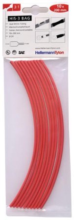 Hellermann Tyton HIS-3 Bag 3/1 Krympslang 3/1 x 200 mm, 10-pack Röd, Installationsmaterial