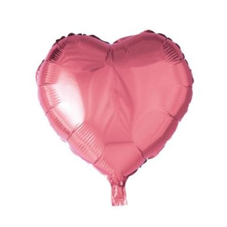 Folieballong, Hjärta, Rosa, 46 Cm