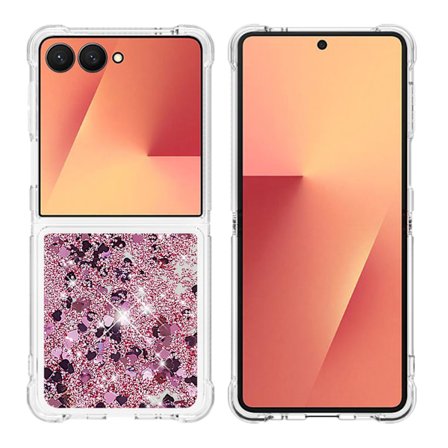 SKALO Samsung Z Flip7 Kviksand Glimmer Cover - Rosa guld