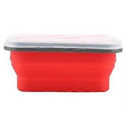 600 ml Silikone Sammenklappelig Bærbar Madkasse Foldbar Madopbevaringsbeholder, Rød