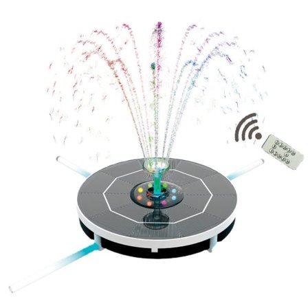 Solcelled vandpumpe Landskabs Fuglebad flydende springvand - A1 center + støtte stang med lampe Fjernbetjening model