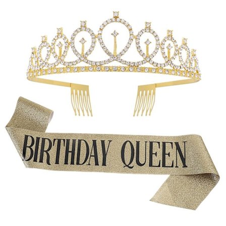 Syntymäpäiväkruunu Tiara, Koristeglitteri Strassikristalli ja Vyö tytöille Syntymäpäiväjuhlien Koristeet Tarvikkeet