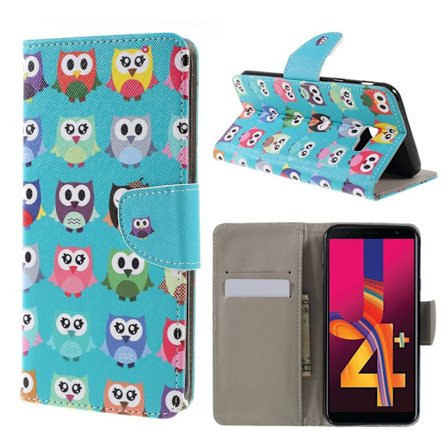 Samsung Galaxy J4 Plus (2018) Magnetisk læder flip etui - Mange Ugler
