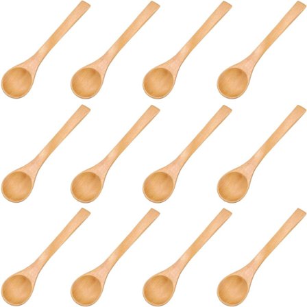 Mini treskjeer i tre, 12 stk. Kjøkkentreskjeer i naturlig tre