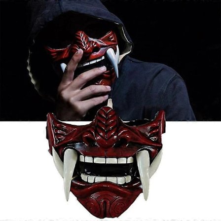 Halv Ansigt Assassin Ronin Samurai Maske Demon Oni Mempo Japansk Latexmaske Til Voksen