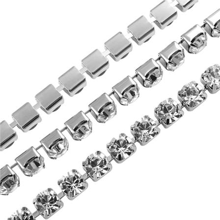 10 Yard Trimning Klokedja Crystal Rhinestone Stäng Kedja För