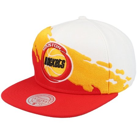 Mitchell & Ness - Houston Rockets Paintbrush White/Red Snapback Snapback Red Cap - NBA @ Hatstore
