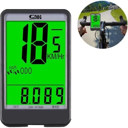 (Sort) Trådløs cykelcomputer, mountainbike speedometer, trådløs cykelcomputer med vandtæt skærm