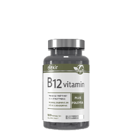 B-vitamin Elexir Pharma Vitamin B-12 Vegansk 100 tabletter - Bodyman.dk