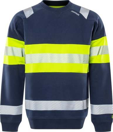 Fristads Herr Varsel sweatshirt stretch 7530 GKC, klass 1, Varsel Gul/Marinblå