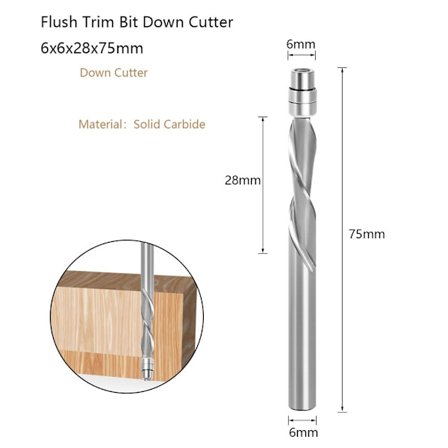 Overfræser Bits Træbearbejdning Fræsere 6MM SKAFT NED 6MM