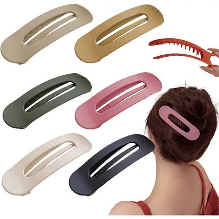 Flad Hårklemme, Flade Klemmer Til Hår, 6 stk. Matte Flade Hårklemmer, Sideklemmer Smertefrie Til Damer Piger-A