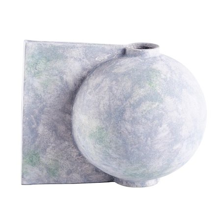 Grå keramisk vase, 30x23x25cm, asymmetrisk design
