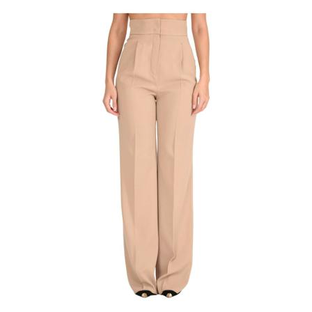 Max Mara Studio Wide Byxor beige, Dam Byxor, Dam, Storlek: L