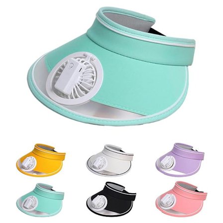 Solhatt med vifte - grønn, oppladbar hatt, innebygd vifte, viftehatt, egnet for barn