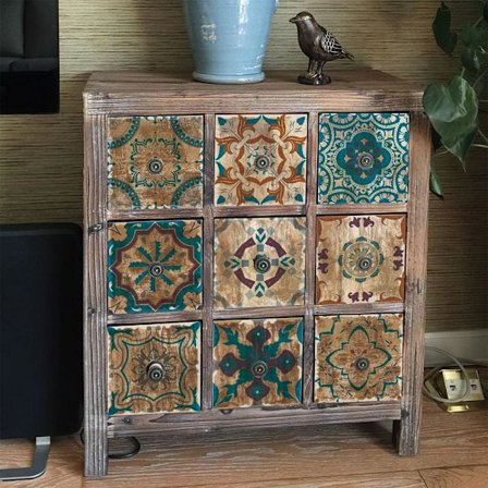 Vintage Chic Skræl og Klæb, Selvklæbende Vægflise Dekoration til Hjemmets Fliser, Mandala Mønster, 24 stk., 20x20 tommer, Vandafvisende, Let At