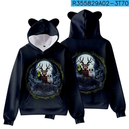 99 Nights in the Forest Kissankorvahuppari | Söpö painettu collegepaita lapsille ja aikuisille | Peliaiheiset vaatteet*4 tyyliä*160 4 tyyliä 160