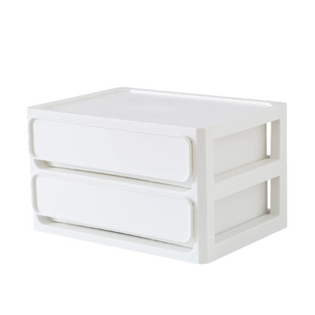 Opbevaringsboks med skuffer, multilag, stabelbar, støvtæt, til skrivebord, til studenterbolig, hjem, kosmetik, 2 lag, hvid