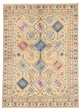 Kazak Fine Vloerkleed Handgeknoopt 148X199 Bruin/Oranje Afghanistan