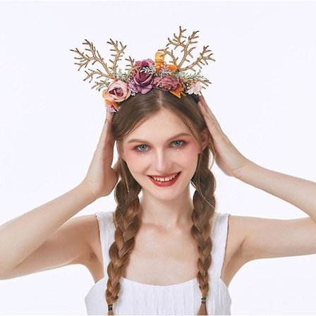 Renn horn diadem blommor älg kläder accessoarer