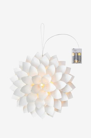 Markslöjd - Vegg-/borddekorasjon Dahlia 35 cm batteridrevet - Hvit - Julepynt - Fra Homeroom