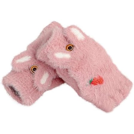 Dam flickor vinter konvertibla vantar söta kanin halv fingerlösa