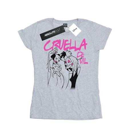 Disney Dam/Dam Cruella De Vil Krage Bomull T-shirt L S Sports Grey L