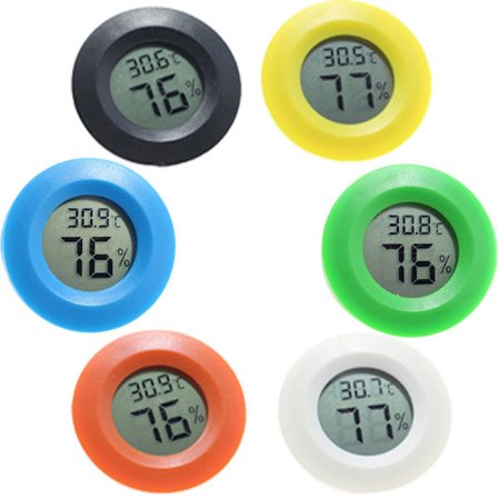 6-delt rund innebygd sigar- og vinskap digital hygrometer, ZQKLA