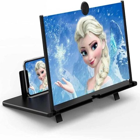 12-tommers 3D HD-skærm med forstørrelsesglasforstærker, sammenklappelig med forstørrelsesglas, understøtter alle smartphones (sort)