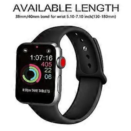 Ranneke | Type C - Yhteensopiva Apple iWatchin kanssa - Silikoniranneke - 38/40 mm Pieni koko - Musta