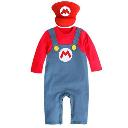 Super Mario Bros Cosplay Pelottava Puku Haalarin Hyppyasu Vauvan Roolipeliasu Hattu Halloween Lahjat Punainen Ed 9-18M