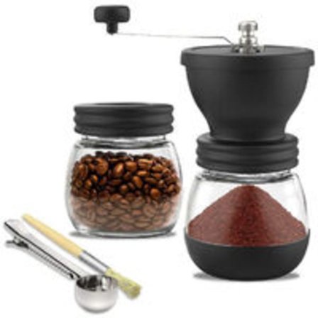 Manuell Kvern for Kaffe, Keramisk Kvern med Justerbar Grovhet, Hånddrevet Kvern, Kompakt for Hjemmet, Kontoret og Reiser