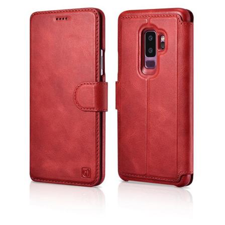 Icarer Galaxy S9 Plus Plånboksfodral 2in1 Folio Äkta Läder - Röd