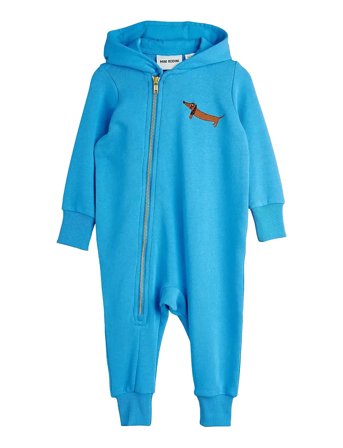 Mini Rodini Dog Emb Baby Onesie - Blue - 56/62