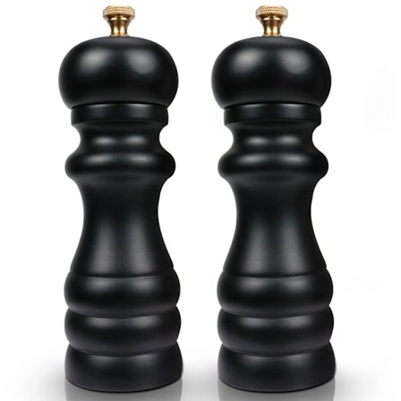 Pepper- og saltkvern, manuell salt- og pepperkvern, justerbar keramisk krydderkvern, salt- og pepperkverner i tre (svart)