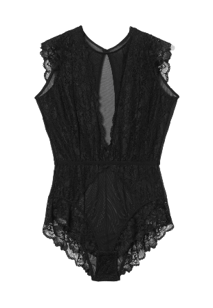 Avelie Lingerie Body i spets SIA Linnen Svart XS