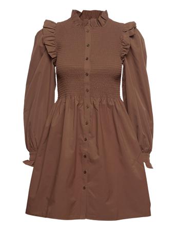 Onlaspen L/S Smock Dress Wvn Lyhyt Mekko Ruskea ONLY