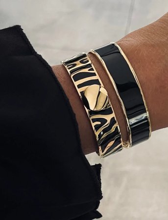 Bud to rose Capri Zebra Bracelet Black/Gold - Gold - ONE SIZE