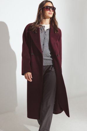 Premium Selection Wool Blend Oversized Coat - Premium kvalitet - Burgundy - EU 32