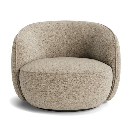 Marseille Sessel, Drehfunktion in Fusion Dunkelbeige, meliert, nordischer Minimalismus, ovale abgerundete Form, Breite 74cm