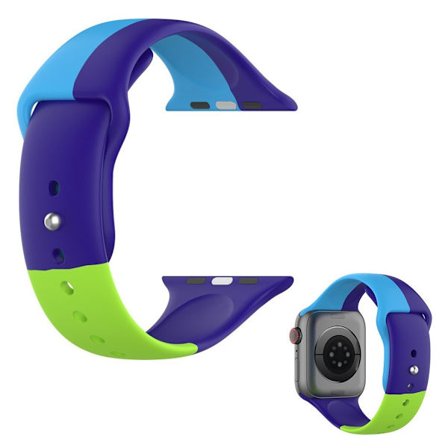 Apple Watch Series 6 / 5 44mm three color style silicone watch band - Purple / Blue / Green / Size: L