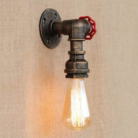 Retro Industrielle Vandrørsvæglamper Vintage Rustik Metal Steampunk Lampe Ventil Hane Enkelt Loft Rustik Belysning Armaturer